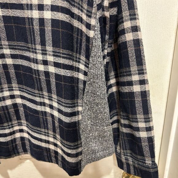 Hem‎ & Thread Womens Button Up Blue Plaid Long Sleeve Top Large Grey Contrast - Picture 4 of 7